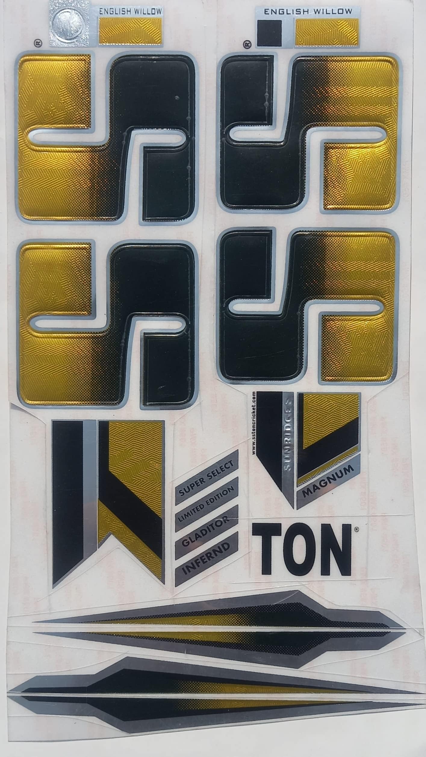 COTTONTAIL | 3D GLDTR Edition | English Willow | Embossed Cricket Bat Sticker | Gold