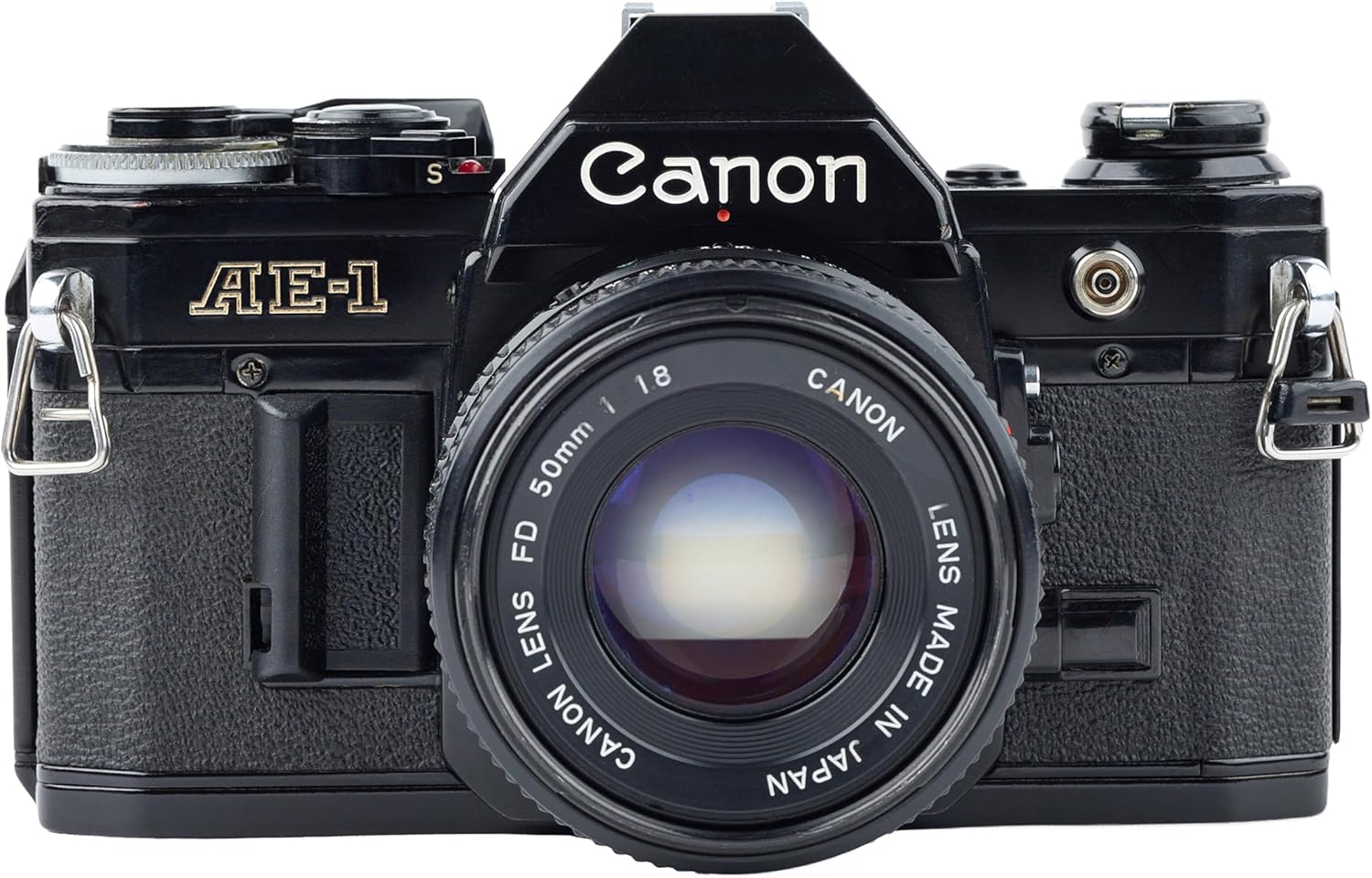 Canon AE-1 35mm SLR Film Manual Focus Camera Black with 50MM FD Mount Lens Renewed