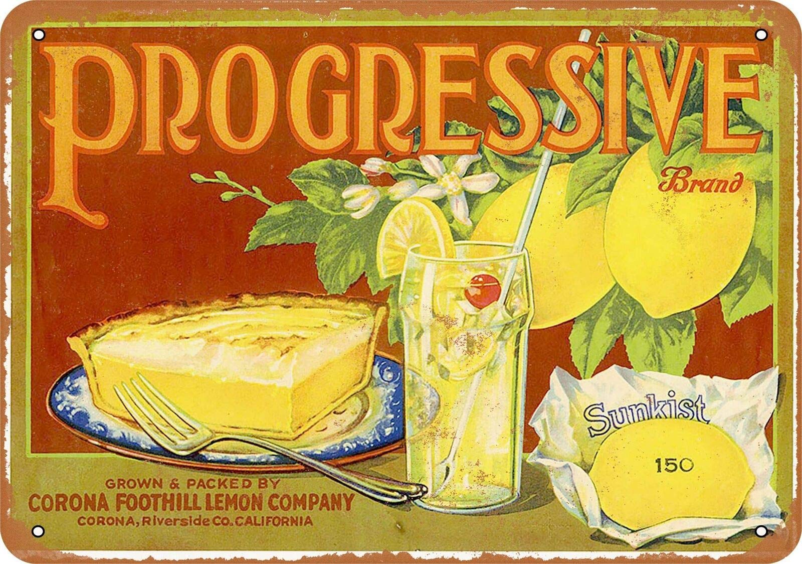 Targa in metallo retrò stile vintage limone agrumi, targa in metallo pittura in ferro per interni ed esterni casa bar caffè cucina decorazione da parete regalo 20 x 30 cm
