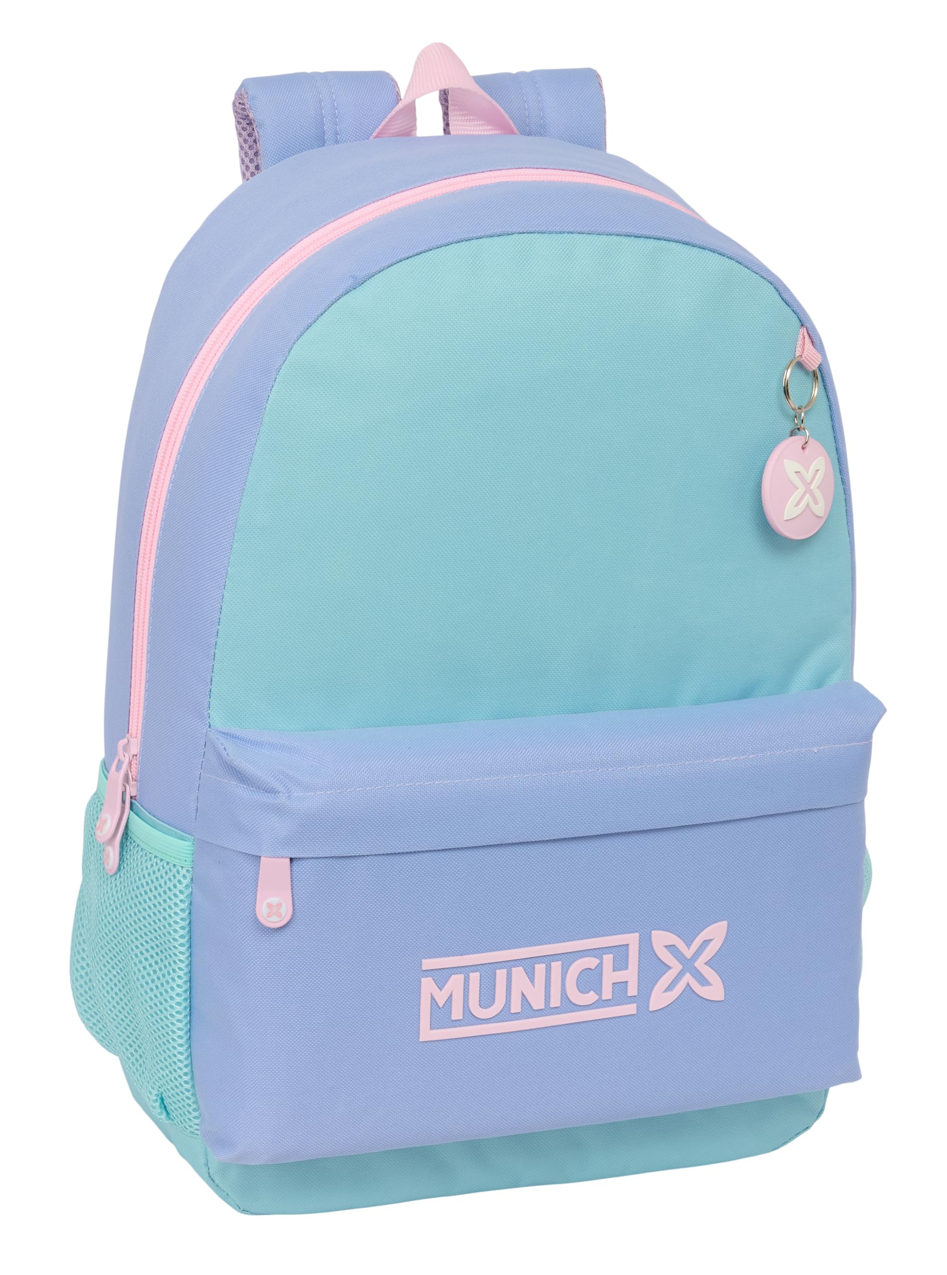 Safta Munich MELLOW – Children's School Backpack, Ideal for Children of Different Ages, Comfortable and Versatile, Quality and Resistance, 30 x 14 x 46 cm, Blue/Light Blue/Light Pink, M, Casual
