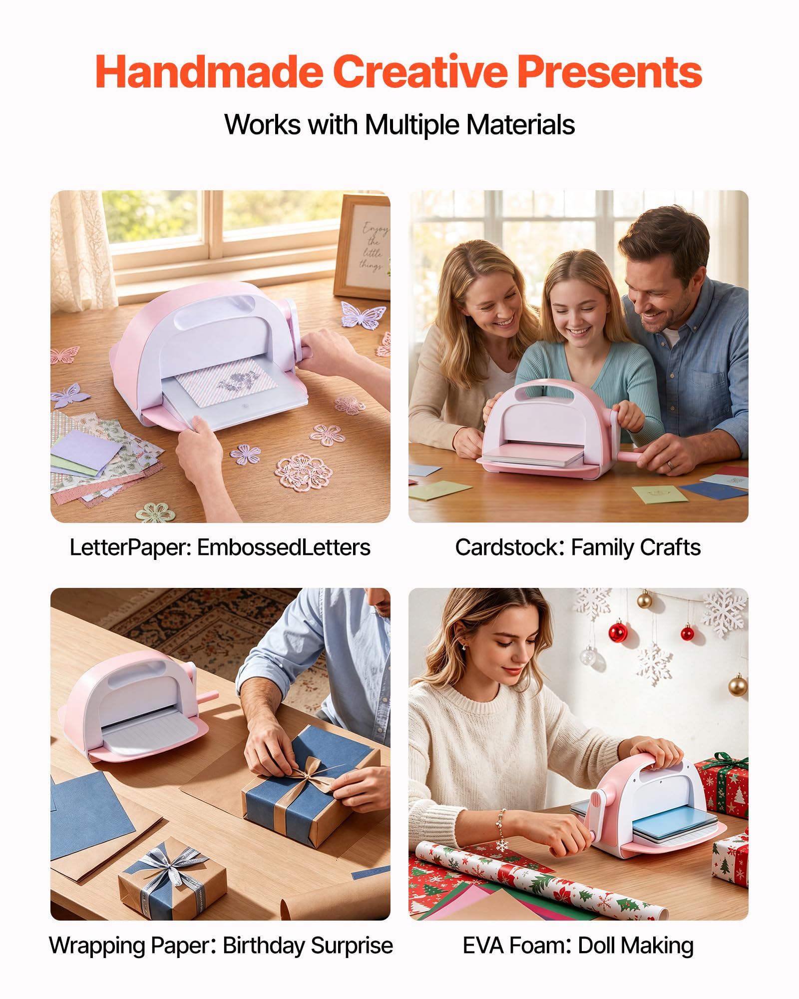 VEVOR Manuelle Stanz- & Prägemaschine, 229 mm Schnittbreite, Tragbare Stanzmaschine mit Stanzplatten, ergonomischer Griff, für Kunsthandwerk, Scrapbooking, Kartenherstellung & Bastelarbeiten