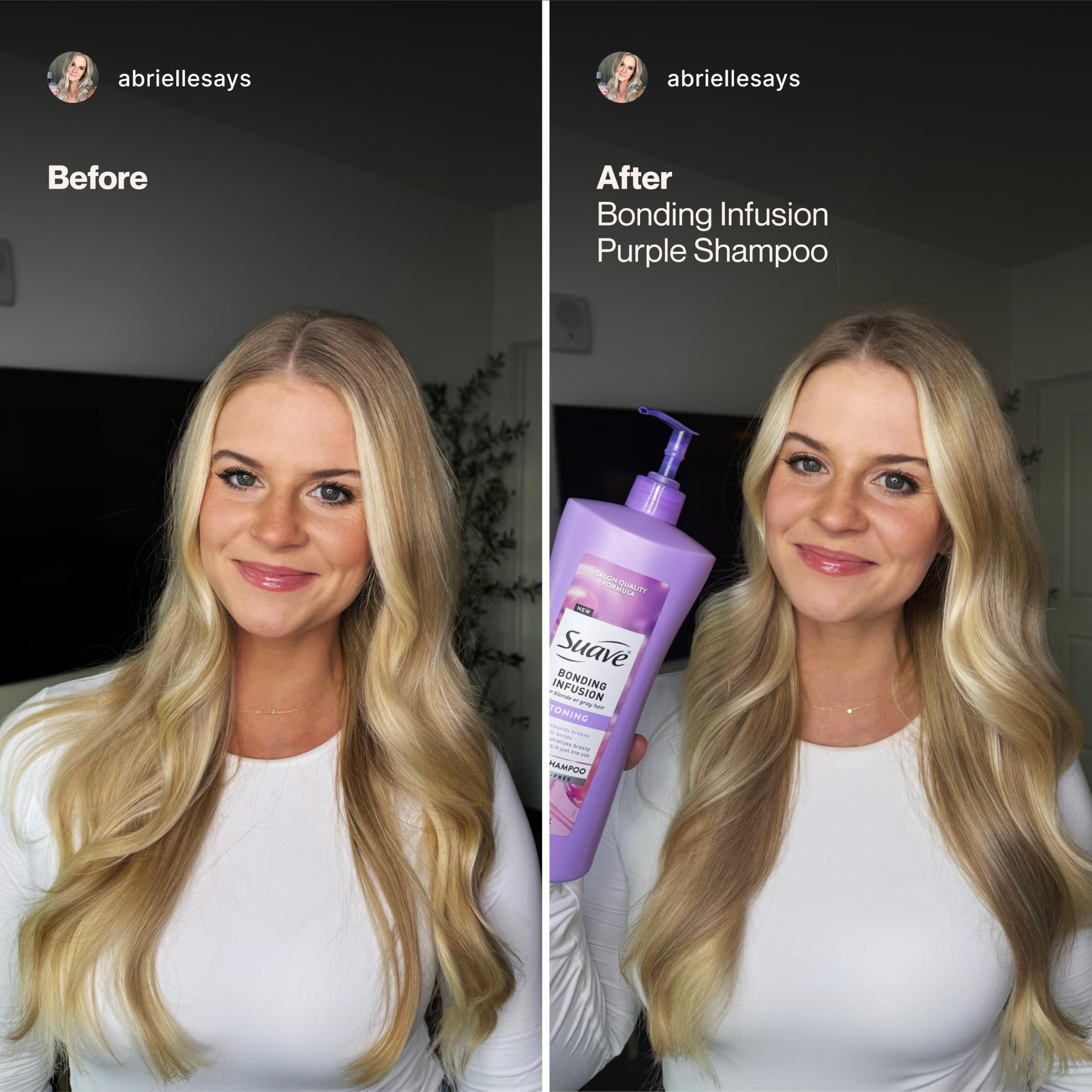 Suave Bonding Infusion Purple Toning Shampoo for Blonde & Gray Hair