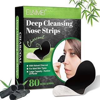Blackhead Pore Strips(80pcs), Deep Charcoal Pore Cleansing Strips, Nose Blackhead Remover Strips, Effective Control of Oily Skin, Blackhead Cleansing Nose Strips, Blackhead Remover for All Skin