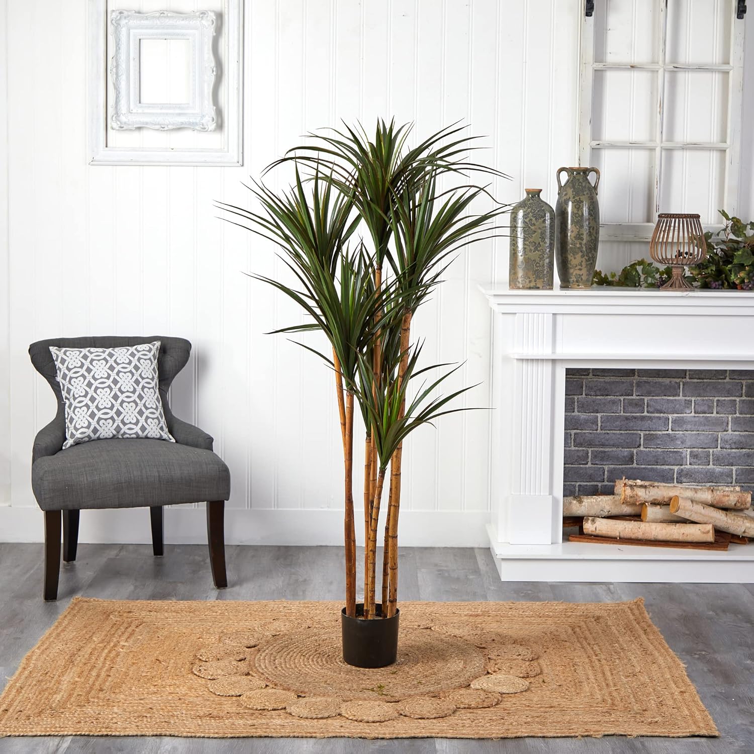 Nearly Natural 5.5’ Giant Yucca Artificial UV Resistant Silk Trees Green, 66 in. h x 25 in. w x 18 in. d