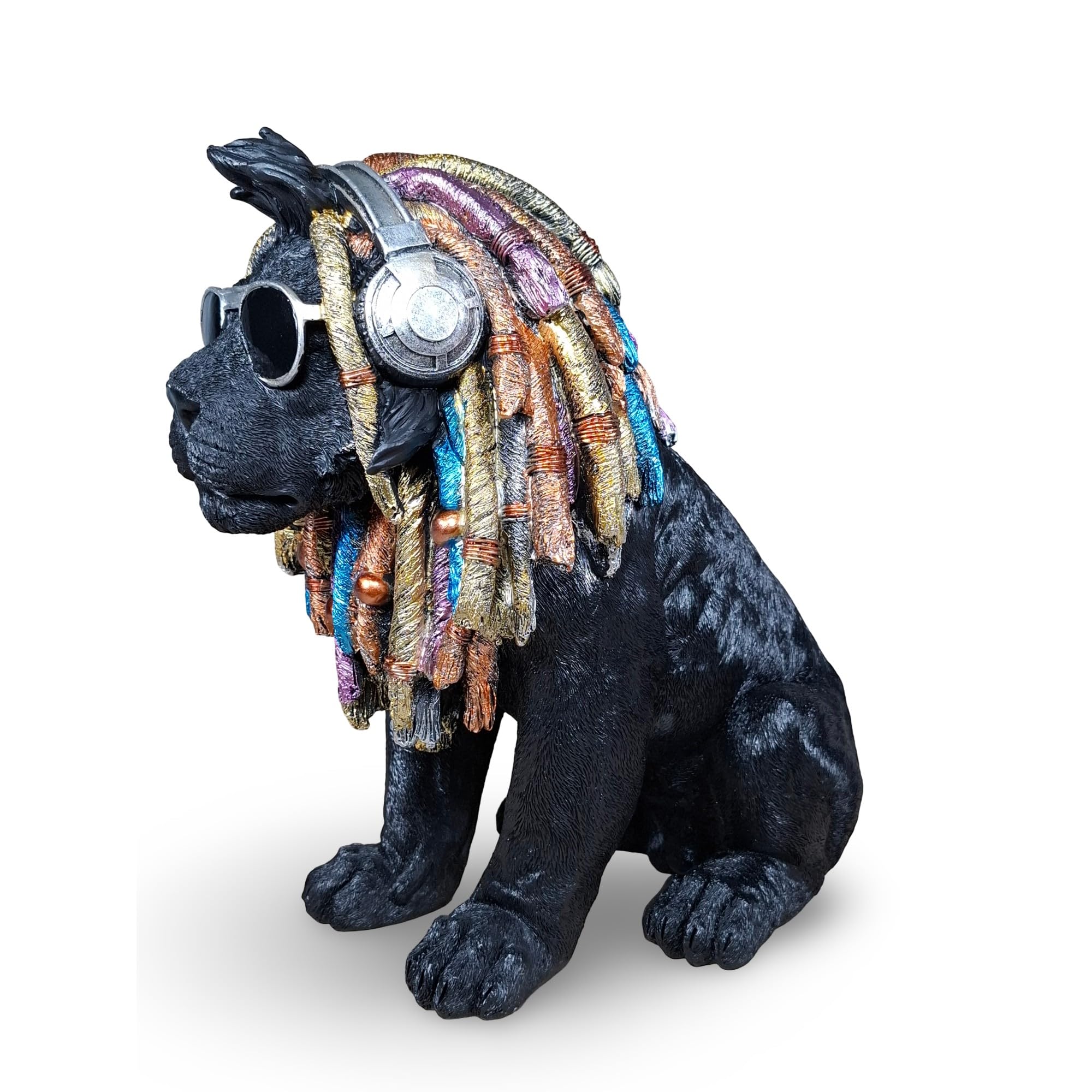 colourliving Deko Hund Rasta Bob – Hundefigur handbemalt aus Polyresin | in 2 Größen & Farben zur Auswahl (Schwarz, Groß)