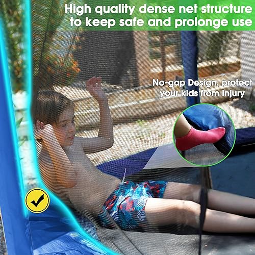 Miniatura 5 de LHX Tranpoline de 8, 10, 12, 14, 15, 16 pies, para adultos y niños, tranpolina de 1500 libras con red de recinto, aro de baloncesto y pelota,