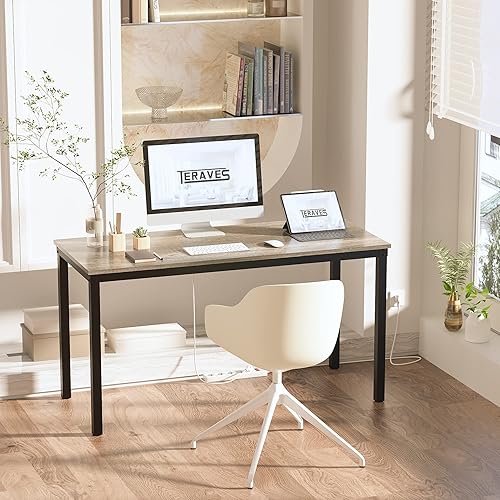 Miniatura 2 de Escritorio Teraves para computadora o mesa de comedor Roble negro,Marco beige + blanco,Blanco