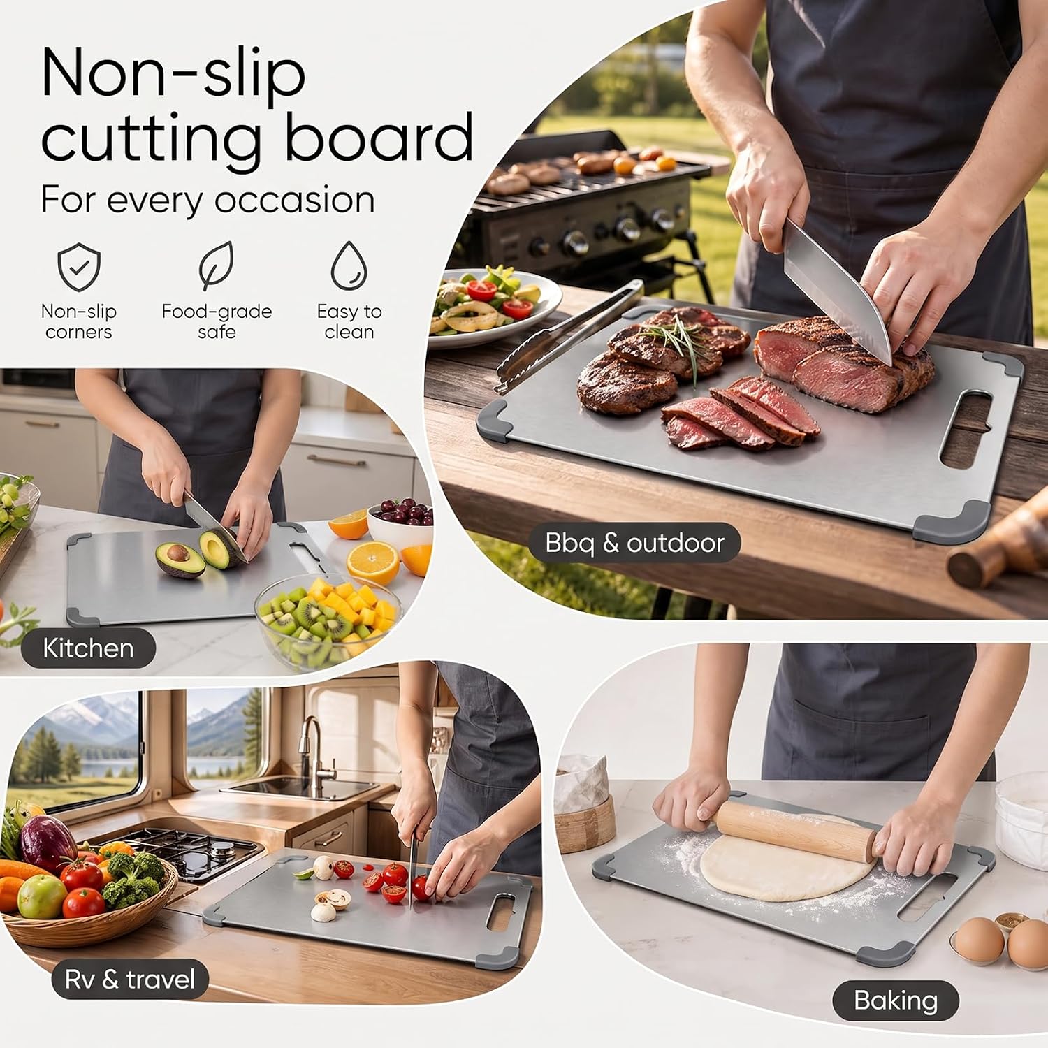 Stainless Steel Chopping Board, Metal Chopping Board, Large, 39 x 28 cm image 4
