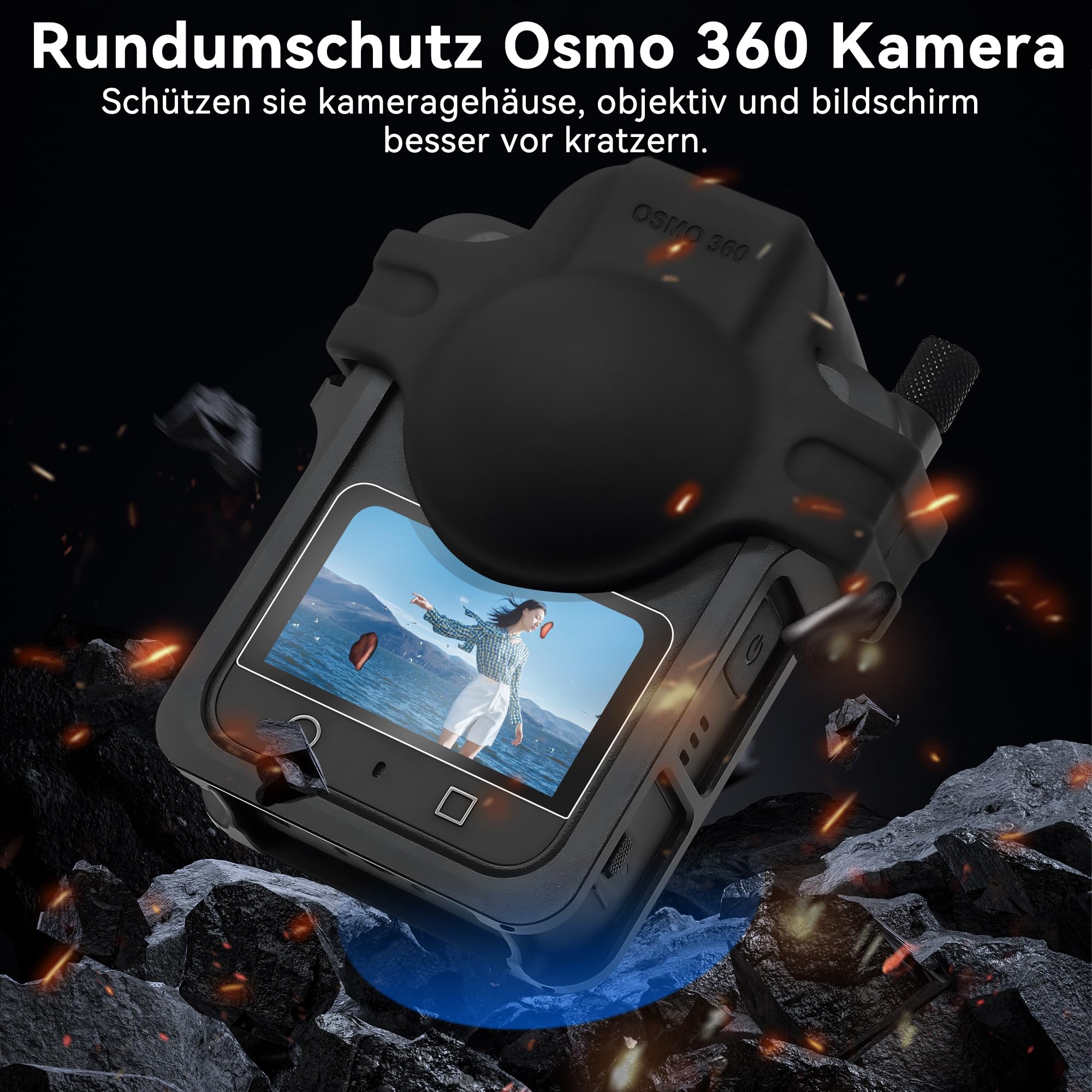 Osmo 360 Metal Klatka Fotograficzna Akcesorium 3 w 1 z Silikonową Osłoną Obiektywu Ochraniaczem Ekranu Metalową Ramą Rozszerzającą Klatkę do DJI Osmo 360 Kamery do Akcesoriów