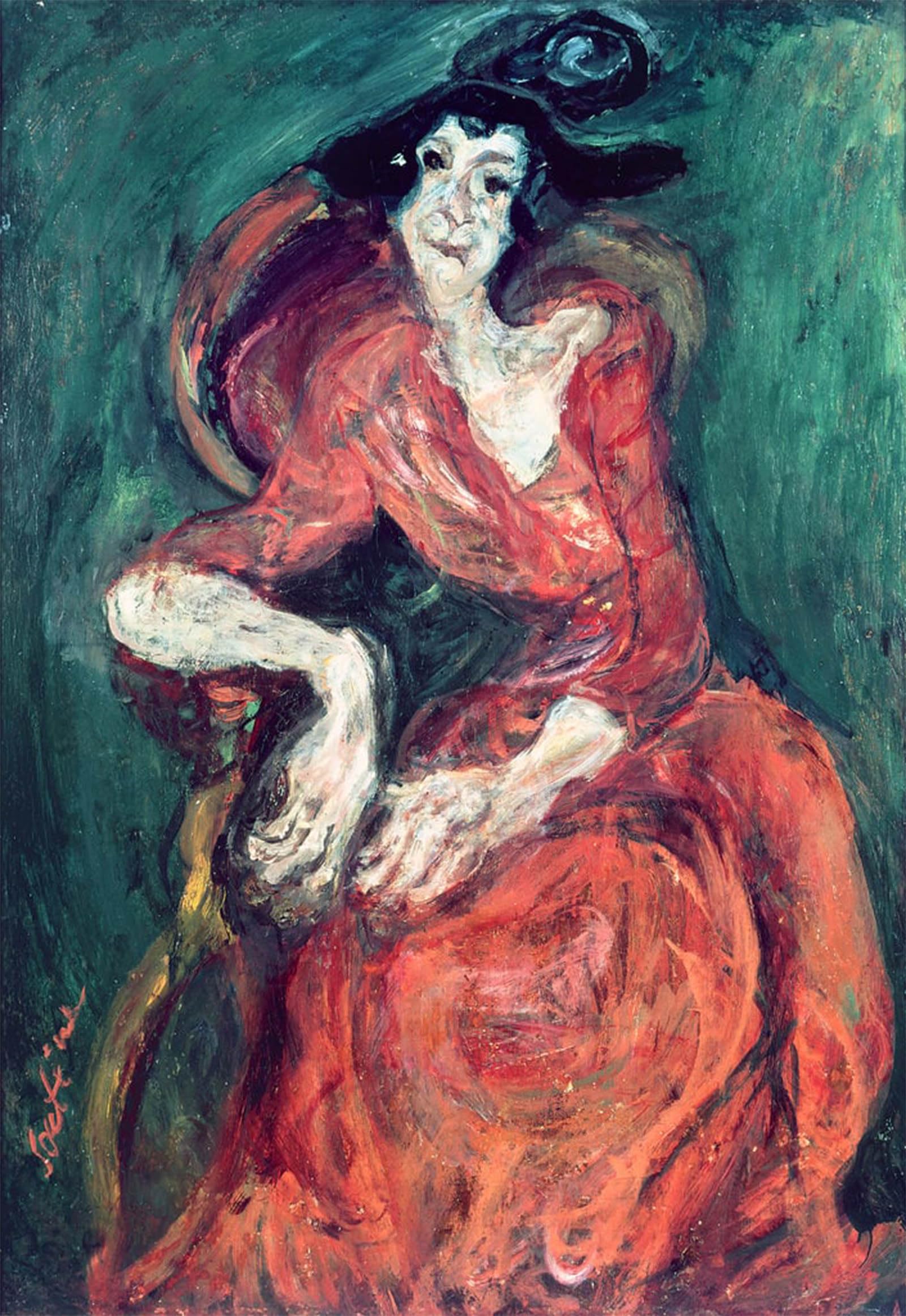 HRJUBWREE Oil Painting Prints on Canvas Painting Picture Woman in Red by Chaim Soutine Artwork Canvas Prints for Home Decor 60x90cm