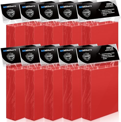 1000 fundas para tarjetas para tarjetas intercambiables, fundas mate para tarjetas, fundas protectoras de cartas, fundas suaves rojas para MTG,