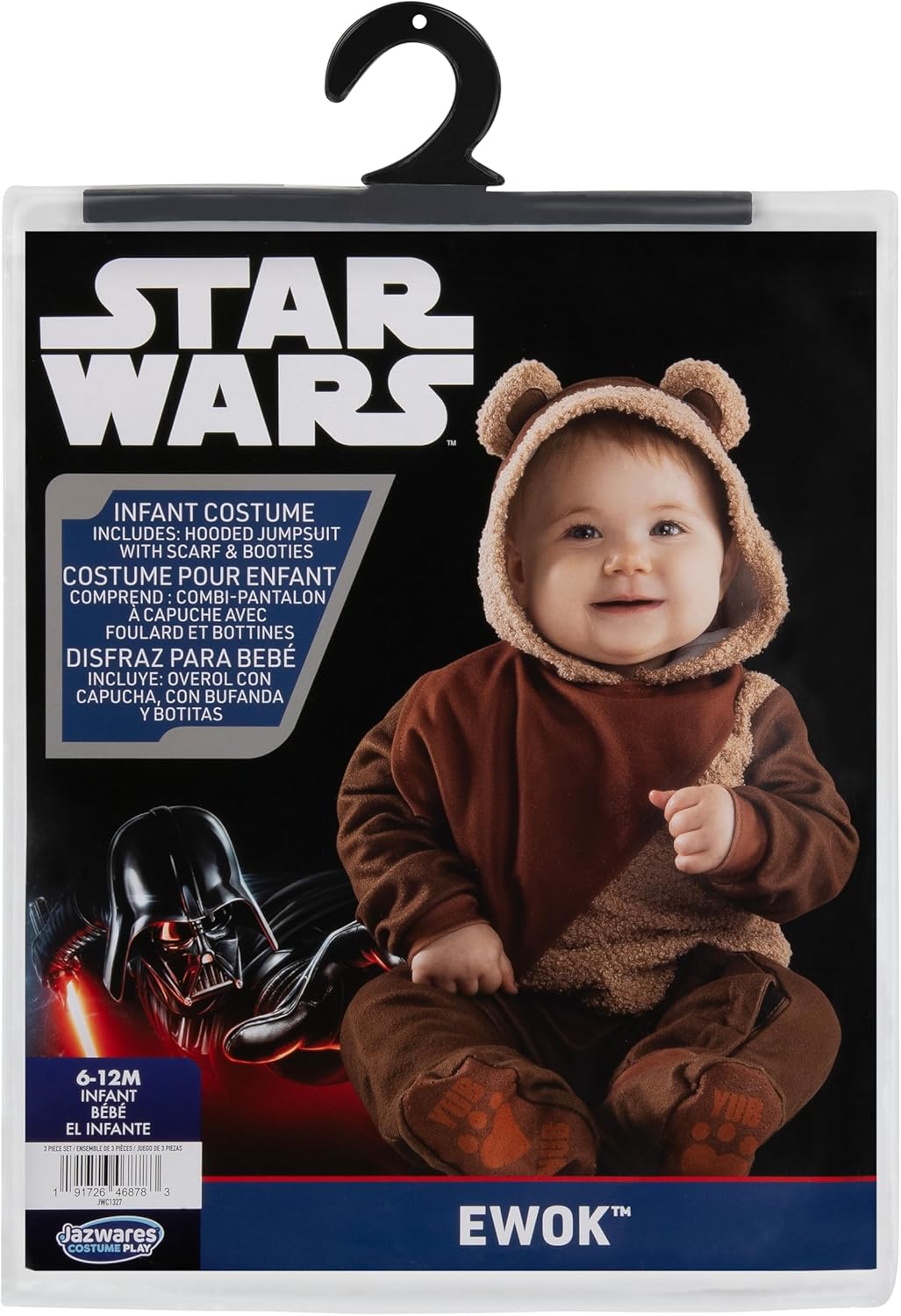 Star Wars Ewok Official Infant Halloween Costume - Premium Quality Minky Jumpsuit with Attached Hood and Non-Slip Booties