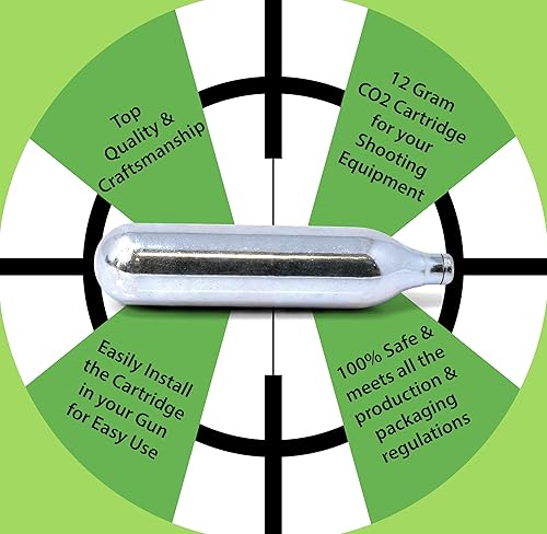 Miniatura 2 de Liss 12 Gram CO2 Cartridges for use with Air Guns, BB Guns, Airsoft Pistols, Paintball Gun Accessories, 25 Count High Grade Cartridge, with Number 1