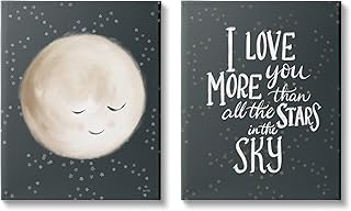 Stupell Industries Cute Moon Starry Night Sky I Love You Phrase ,Design by House Fenway