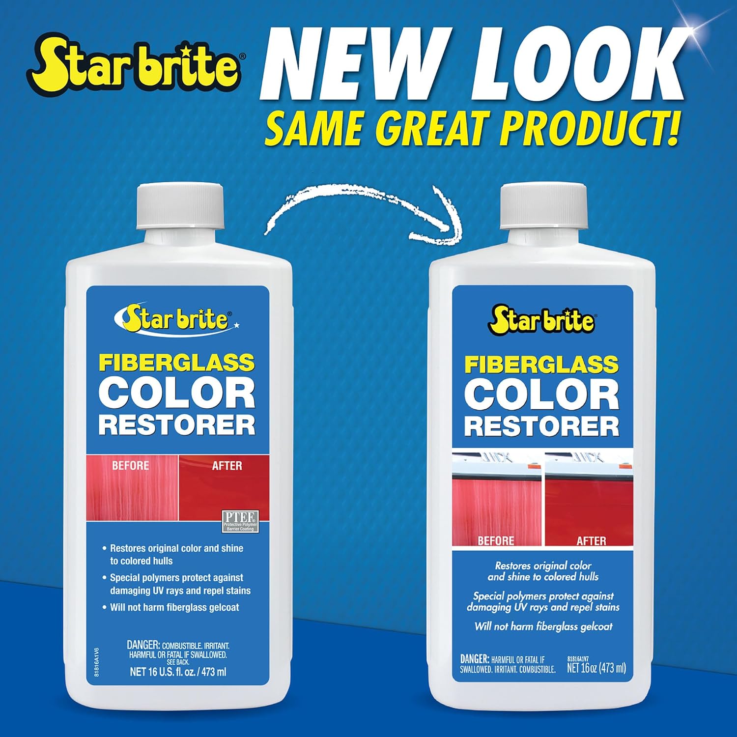 STAR BRITE Fiberglass Color Restorer - Specially Formulated for Colored Boat Hulls - Renew, Shine & Protect -16 OZ (081816PW)