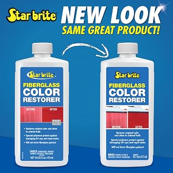 STAR BRITE Fiberglass Color Restorer - Specially Formulated for Colored Boat Hulls - Renew, Shine & Protect -16 OZ (081816PW)