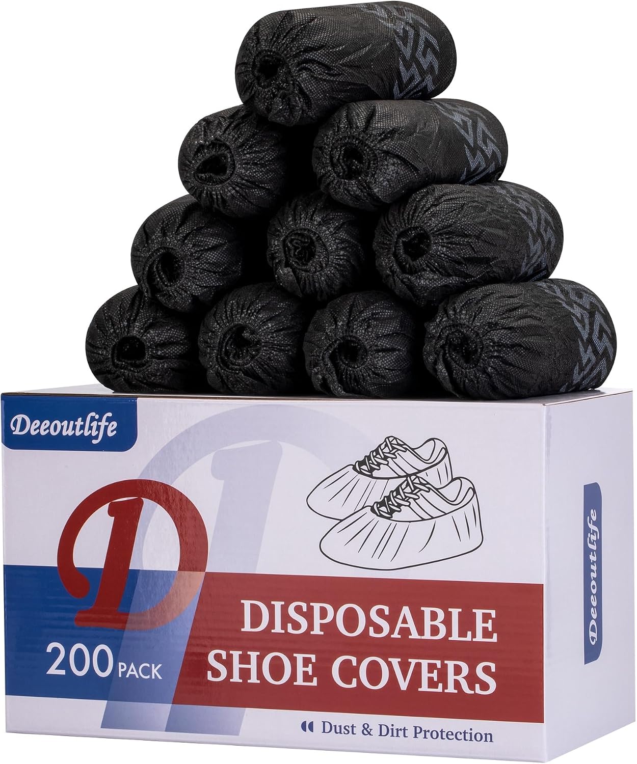 Disposable Shoe Covers Non Slip Waterproof 200 Pack, L & XL Size Durable Non Woven Boot Covers for Indoor Cleaning, Home, Real Estate, Contractors, Dust Proof, Breathable Recyclable Shoe Booties