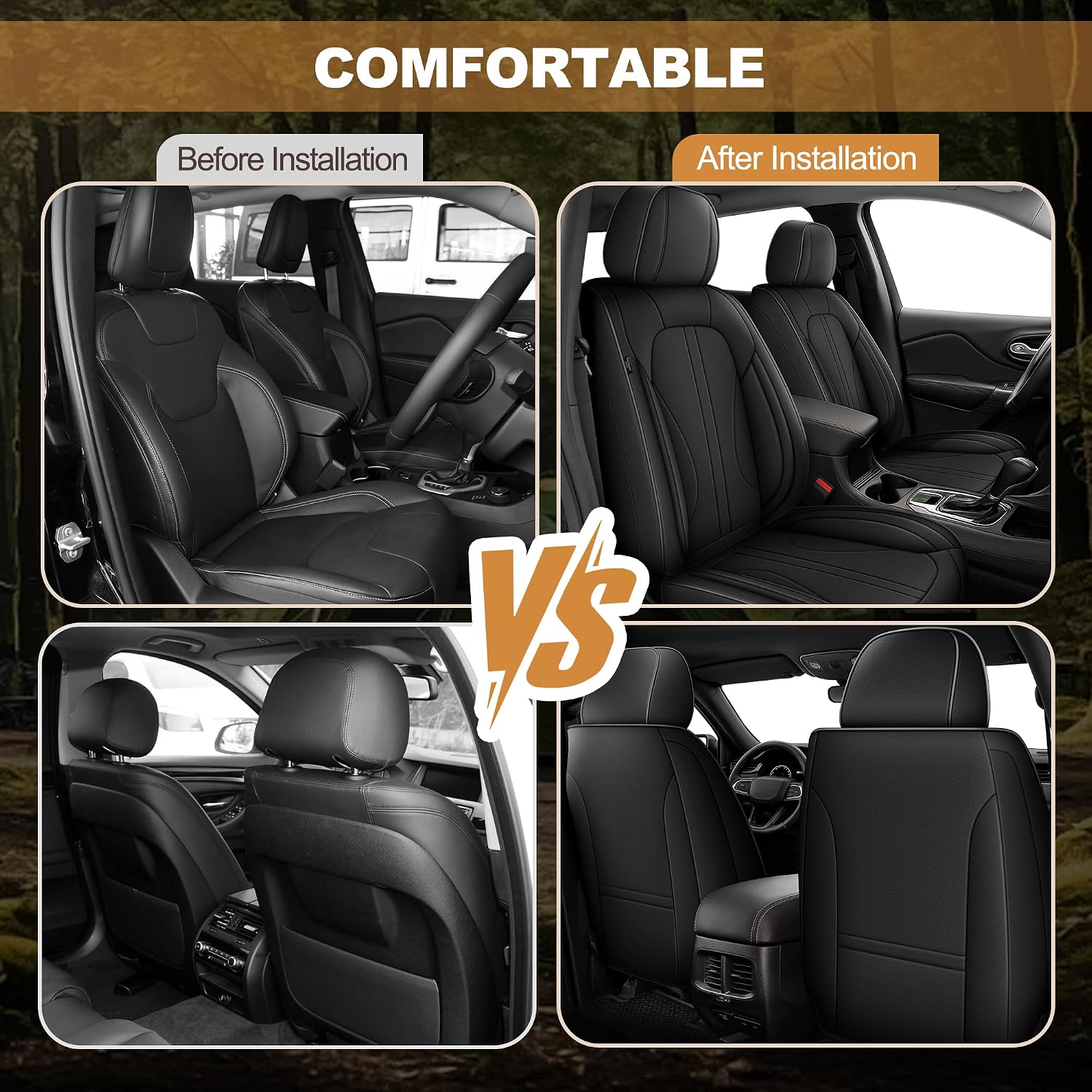 TTX LIGHTING Premium Faux Leather Seat Covers for Nissan Juke 2011-2017 S/SV/SL, Front Set Car Seat Covers Breathable Waterproof Seat Protector Interior Auto Seat Accessories (Black)