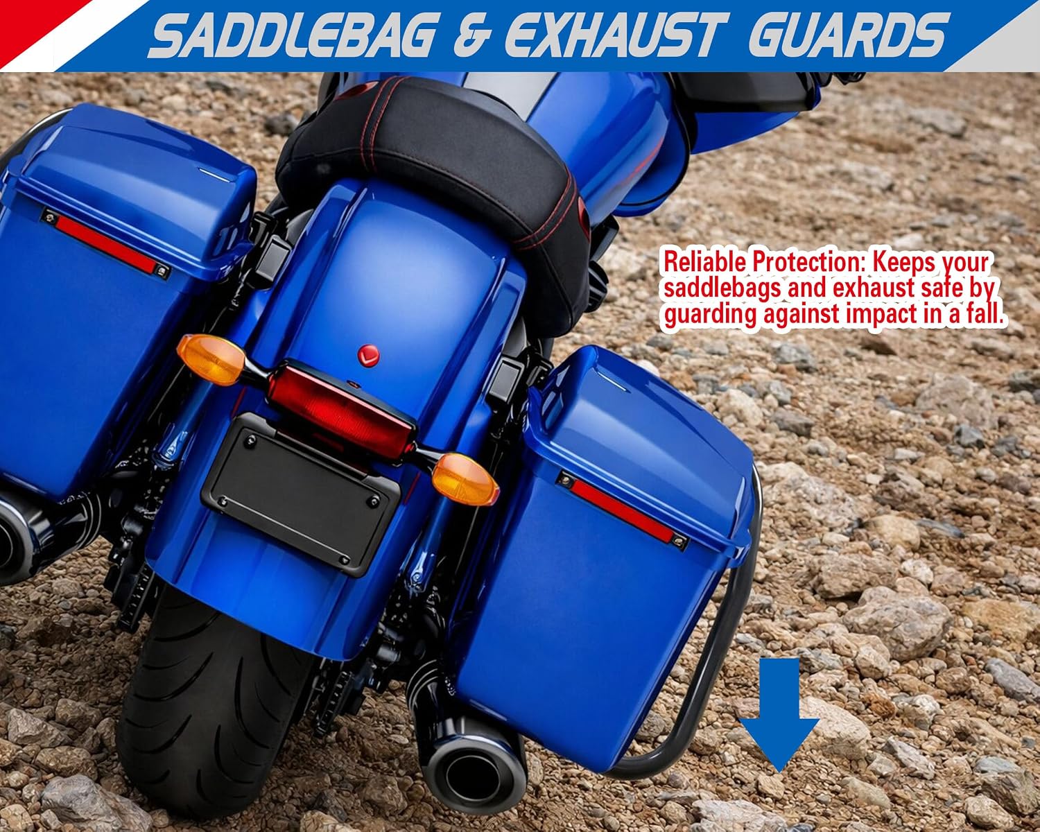 Rear Saddlebag Guard Crash Bar for Harley Touring 2023-2026 Black