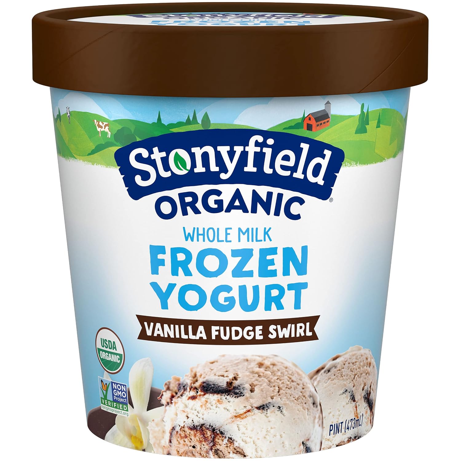 Stonyfield Farm Organic Frozen Nonfat Yogurt oz frozen, vanilla fudge swirl, 16 Ounce