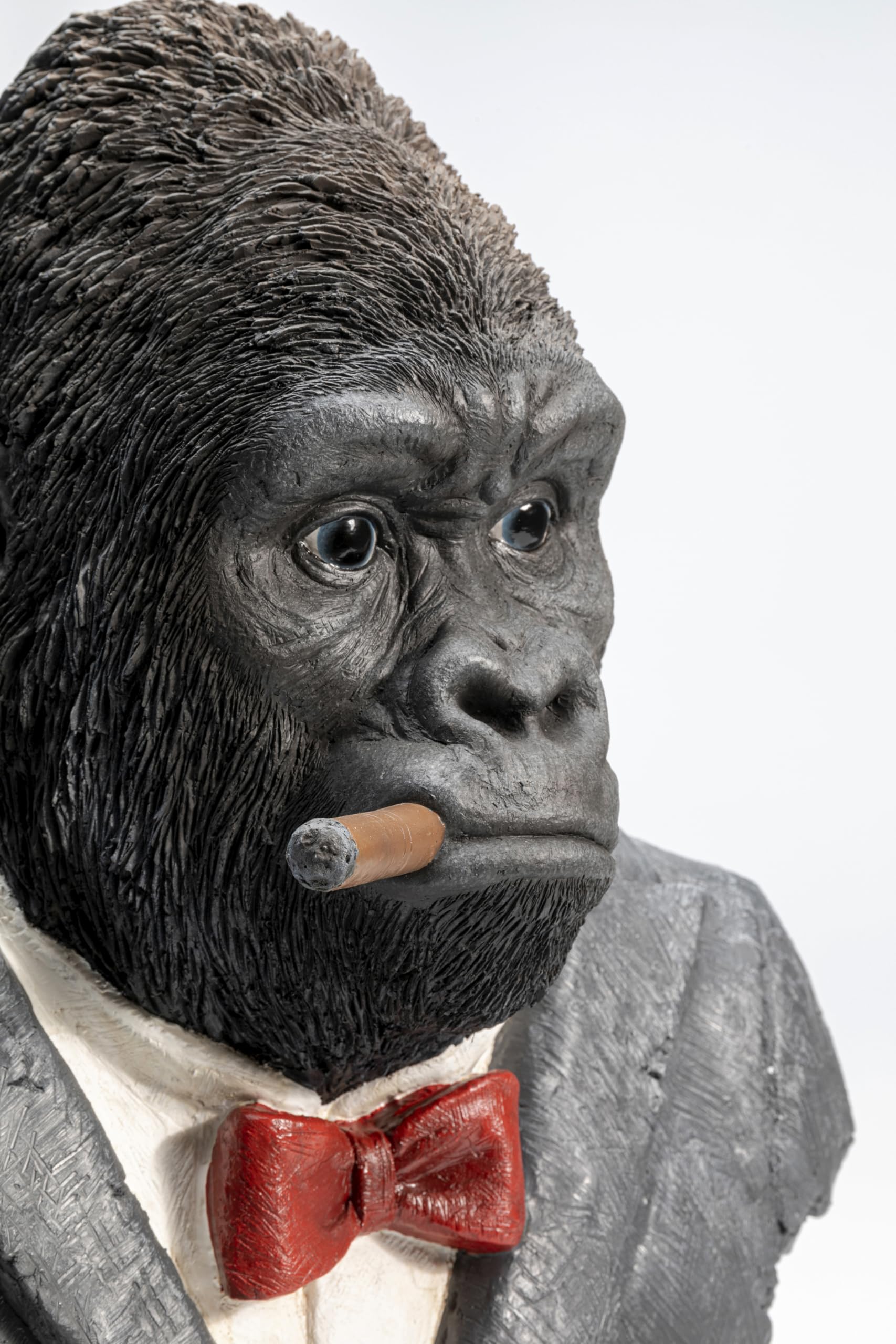 KARE Design Statua Decorativa Smoking Gorilla, Nero, Gorilla Fumante, Sigaro, Deco Casa Divertente, Statua per Soggiorno/Corridoio/Scaffale, Idea Regalo, 48X40X28 (A/L/P)