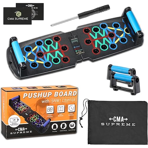 22 in 1 Multifunctional Push Up Board – Automatic Count Pushup Board Home Gym Equipment – Foldable Strength Training Equipment Push Up Board for Men Targets Chest, Biceps, Triceps, Back Workout