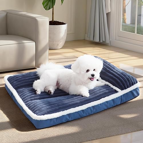 Almohada ortopédica para cama para perro con funda extraíble de espuma viscoelástica triturada, base de diseño de cojín cómodo, lavable a máquina