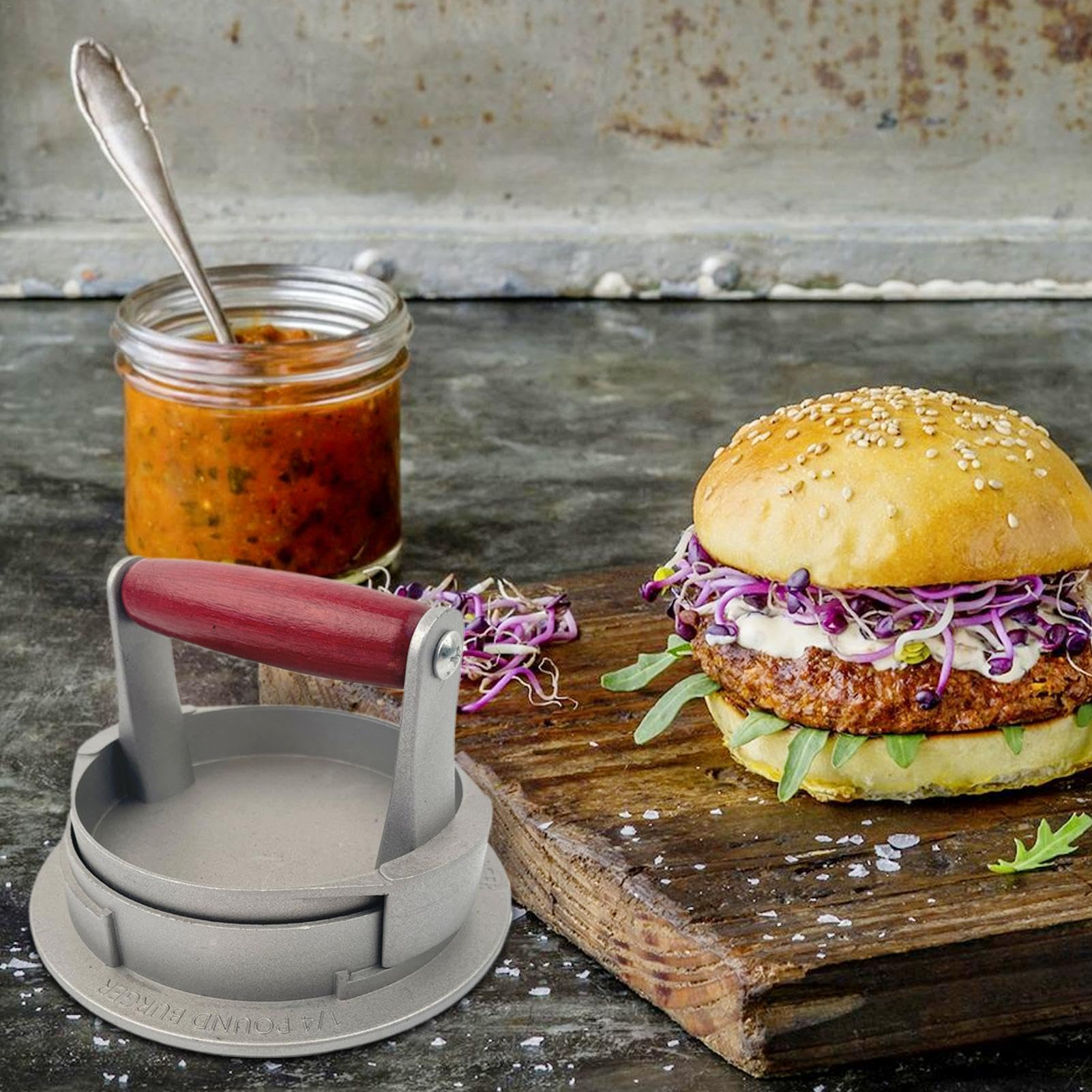 Amazon | ミートパティプレスキット、手動ハンバーガーメーカー