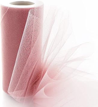 HairBow Center LLC 6inch Premium Tulle Fabric Roll For Crafts, Wedding, Party Decorations, Gifts - Dusty Mauve 25 Yards