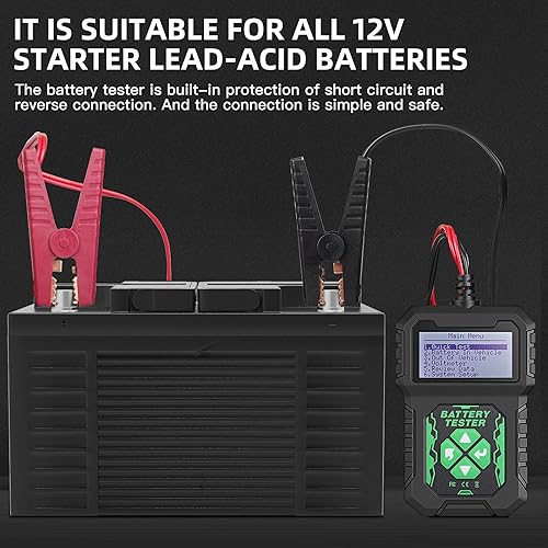 Miniatura 3 de CARTMAN Probador de batería de coche de 12 V, probador de carga CCA 100-2000 probador de alternador automotriz analizador digital de batería