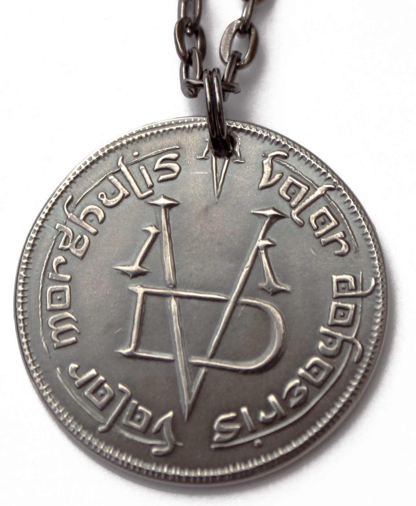 Shire Post Mint Valar Morghulis Necklace - Stainless Steel Coin on Gunmetal Chain