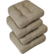 downluxe Chair Cushions for Dining Chairs 4 Pack, Tufted Indoor Chair Pads with Non-Slip Bottom, U-Shaped Kitchen Chair Cushions, 18"x18"x4", Khaki