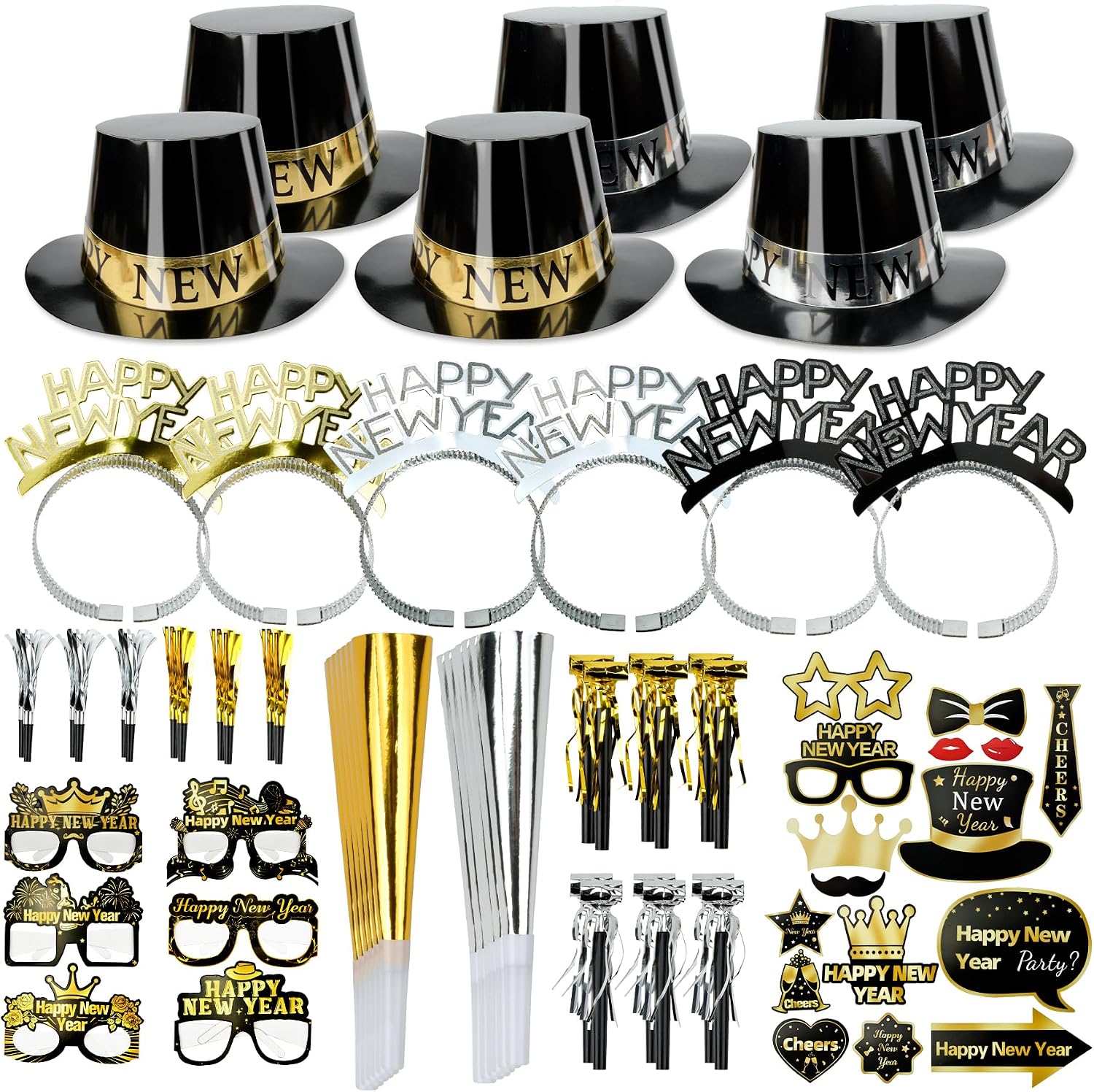 76 PCS Happy 2026 New Year's Eve Party Supplies Kits