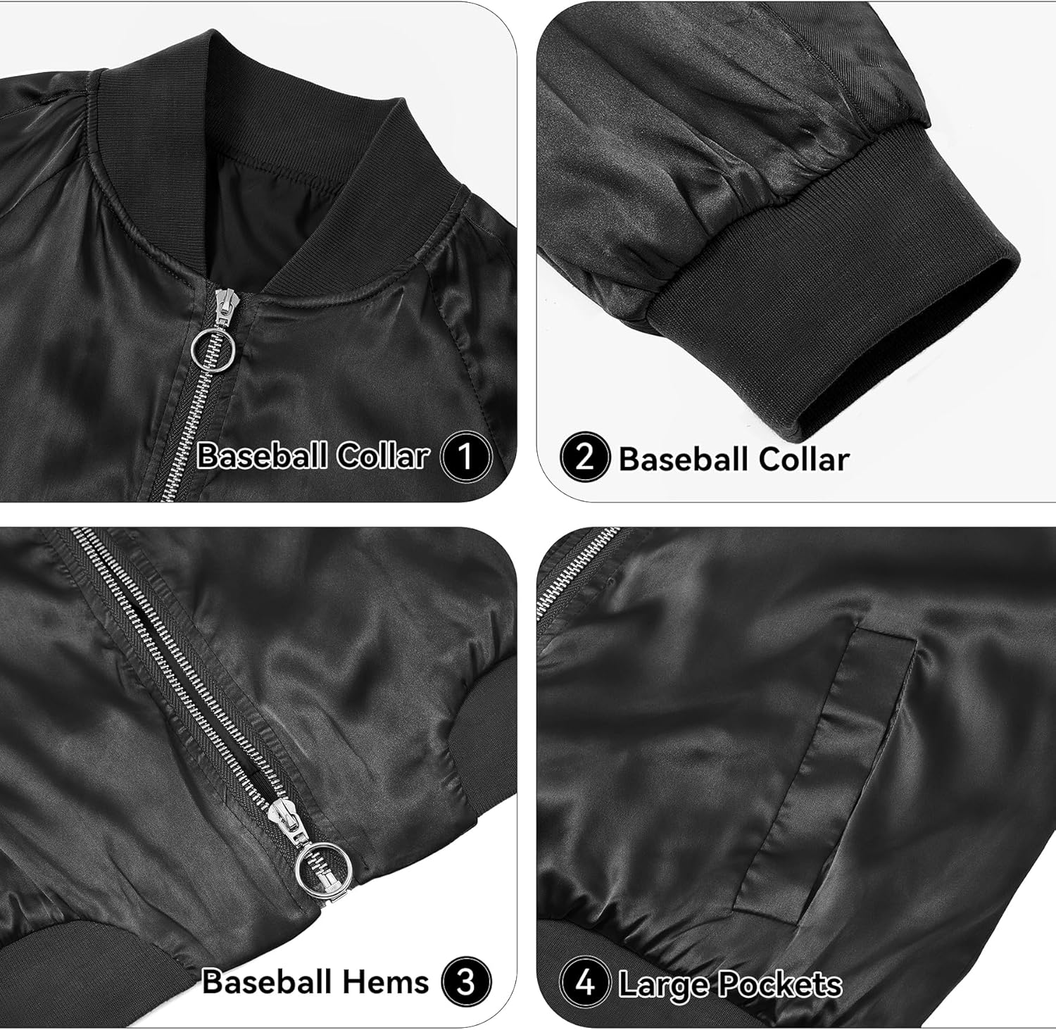 Zando Bomber Jacket Women 2025 - Lightweight Cropped Jacket Zip Up Casual Striped Women Jackets Trendy Outerwear with Pockets - Image 4