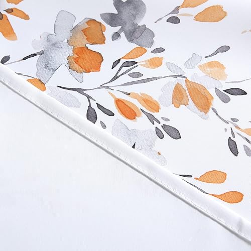 Miniatura 6 de Cenefa de flores lloronas para ventanas, cenefa de cortinas cortas florales para baño, cocina, bolsillo para barra, 52 x 16 pulgadas, naranja y gris