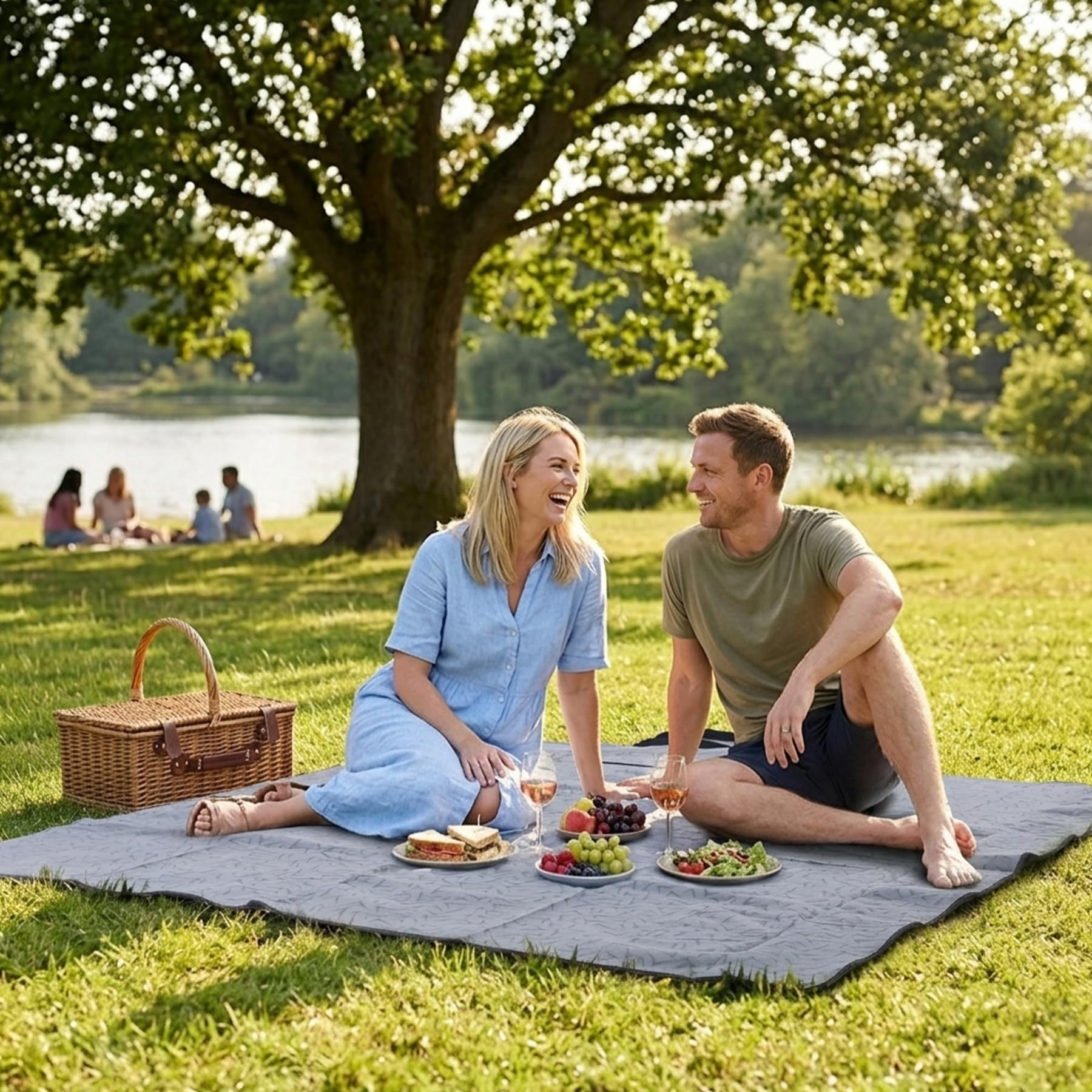 REDCAMP Tapis de sol de luxe – Tapis de tente de luxe avec nylon tissé ultra doux et couche de mousse de 3 mm, base imperméable antidérapante pour extérieur, pique-nique, usage domestique, avec sac de