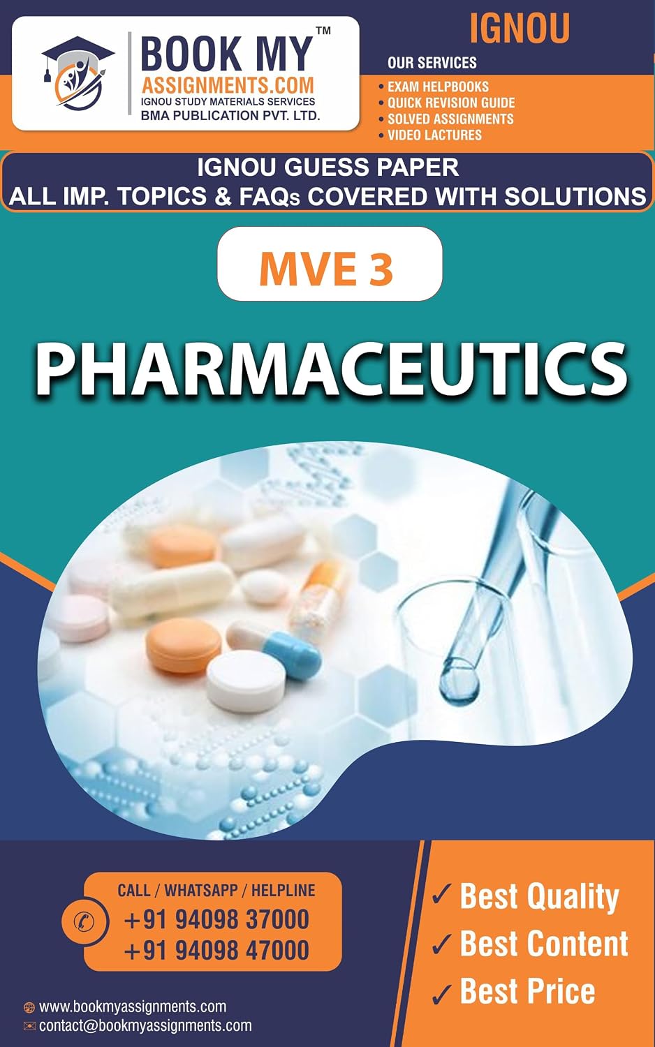Buy IGNOU MVE 3 Pharmaceutics Study Guide For IGNOU Students Latest ...