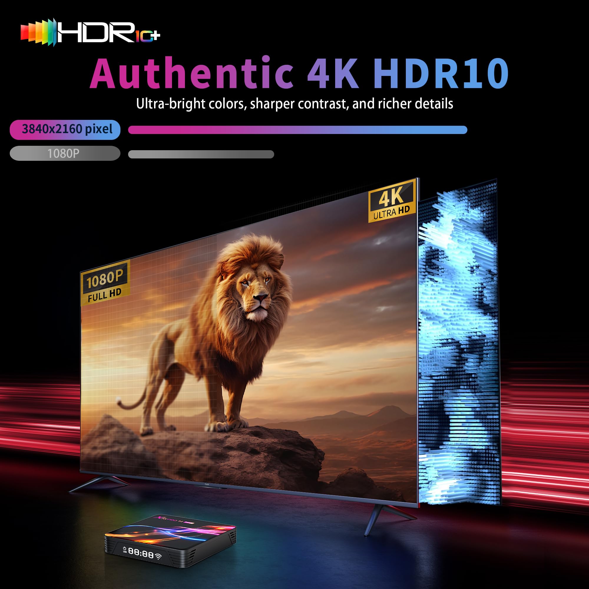 RUPA 8K Android TV Box 14.0, 2026 Ultimo TV Box Android RAM 4G ROM 64G Rockchip RK3528 WiFi6 Enternet 10/100M Bluetooth 5.0 HDR10 HDMI2.1 3D HD Smart TV Box Client di Streaming Multimediale PRO14 MAX