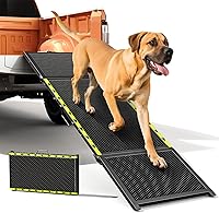 Pawaboo 74" Extra Long & 20" Wide Dog Car Ramp for Large Breeds - 250LBS Non-Slip Foldable Pet Ramp for SUV/Truck/RV/Bed, Joint-Friendly Black