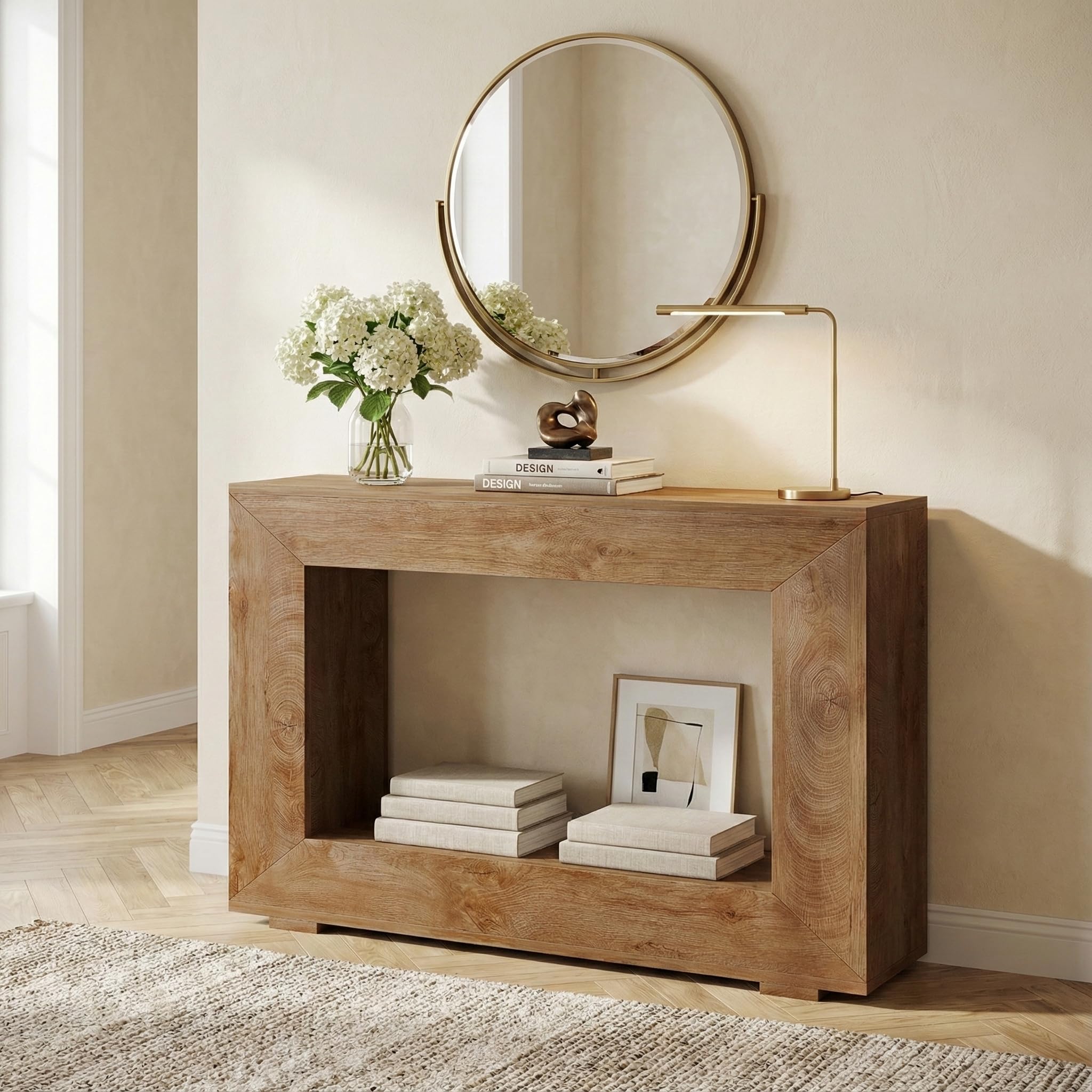 Lailang 120cm Mesa de Entrada, Aparador Entrada recibidor, Mueble recibidor Entrada, Mesa Consola Estrecha, Consola recibidor Madera, Recibidores Modernos, 120 x 30 x 84 cm, Natural Wood