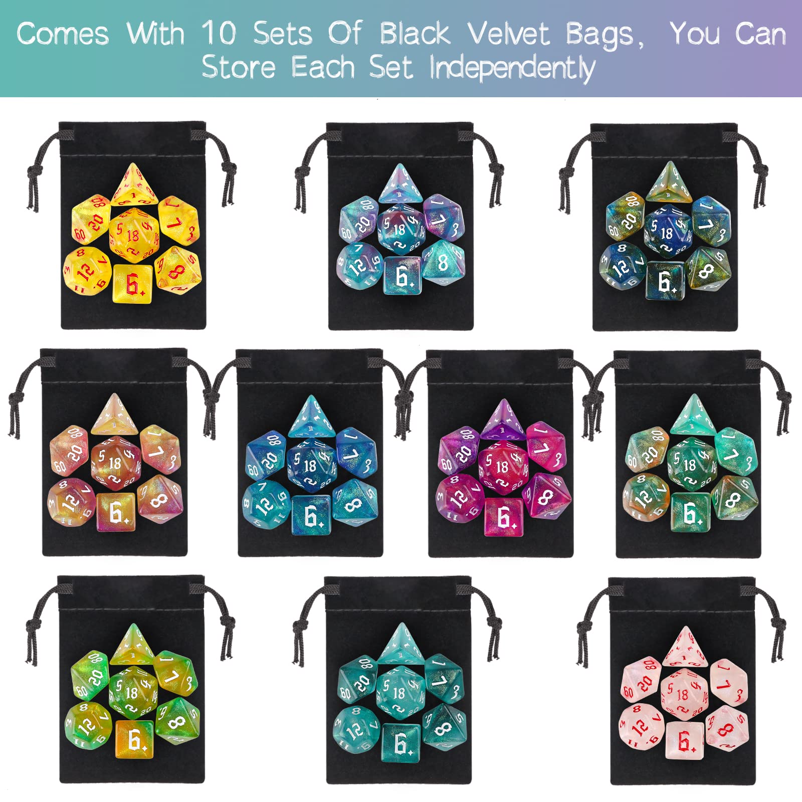 7 ピース樹脂ダイスセット：多面体設計で、DND（ドラゴンダンジョン