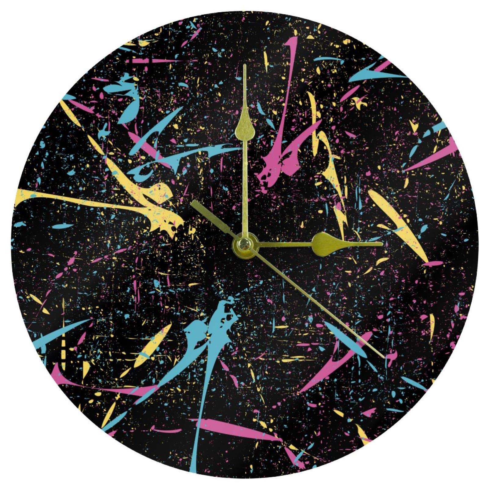 Horloge murale colorée pour cuisine et bureau design abstrait 25,4 cm