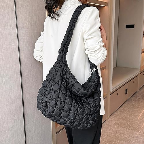 Miniatura 2 de Bolsa acolchada para mujer, bolsa de hombro acolchada, bolso grande tipo hobo ligero, de nailon acolchado