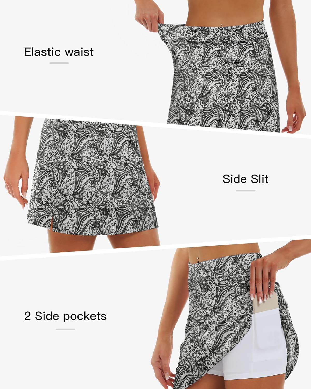 Stelle Women's Athletic Skorts 17" Golf Skirts Inner Shorts Tennis Skort with 2 Pockets Running Sports Pickleball Skirt - Image 6