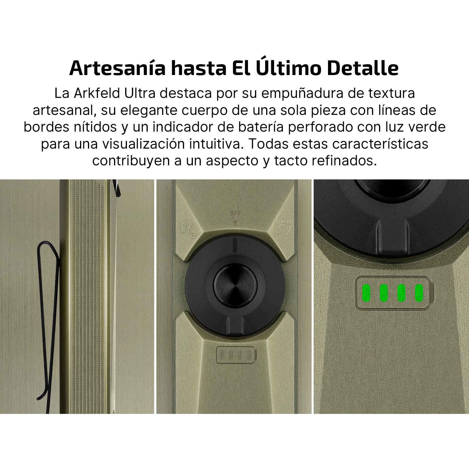 OLIGHT Arkfeld Ultra Linterna Recargable de 1400 LM con Led UV, Luz Verde y Luz Blanca, Linterna Plana para Trabajar, Controlar y Para Uso En Exteriores (Verde Oliva)