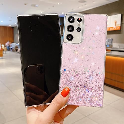 Miniatura 2 de YTanazing Funda transparente compatible con Galaxy S22 5G con purpurina para mujer, funda de protección brillante con purpurina brillante para