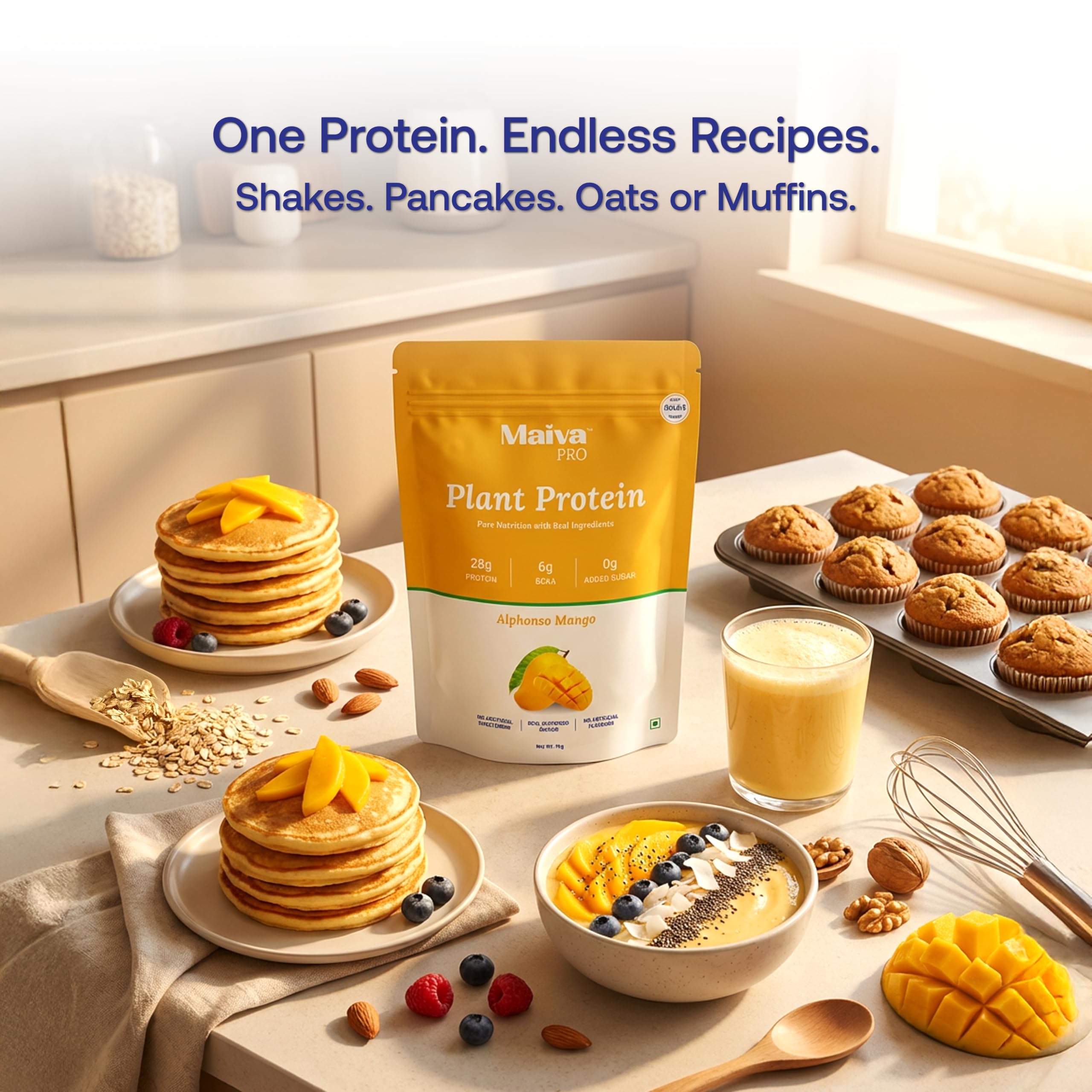 Maiva Pro Plant Protein Powder - 1kg - Alphonso Mango | 28g Protein, Pea Protein Isolate | No Artificial Sweeteners | Easy to Digest, Light on Stomach | No Bloating | Vegan, Lactose Free — Amazon image 9