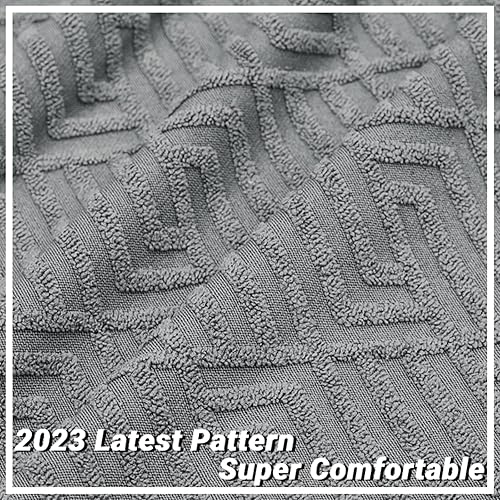 Miniatura 8 de ZNSAYOTX Fundas de futón sin brazos tamaño matrimonial, fundas de sofá cama jacquard a rayas, funda elástica para futón Queen con parte inferior