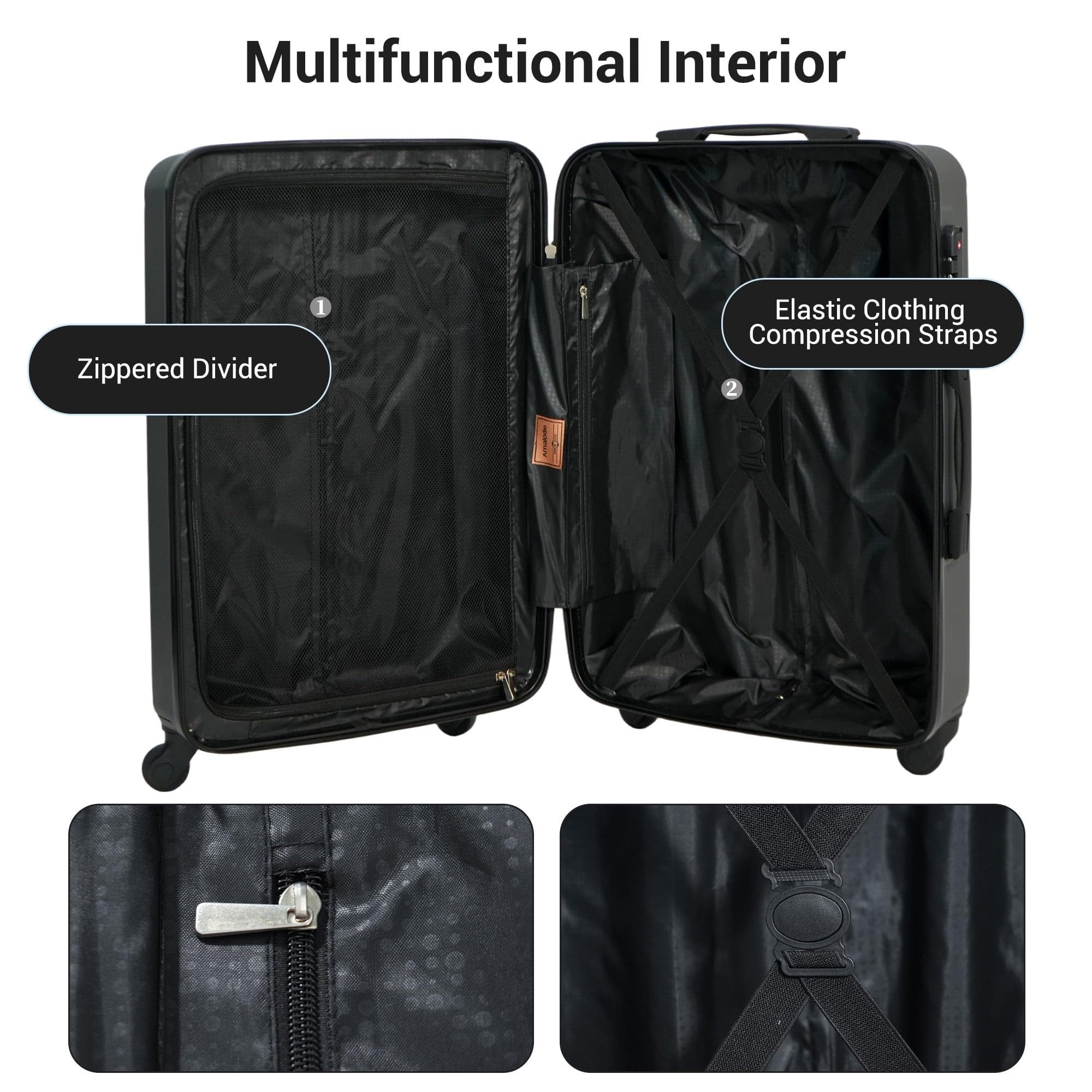 3 Piece Luggage Set Hardside Expandable Suitcase with Spinner Wheels, TSA Lock, Lightweight ABS Luggage for Travel 20/24/28 Inch — view 4