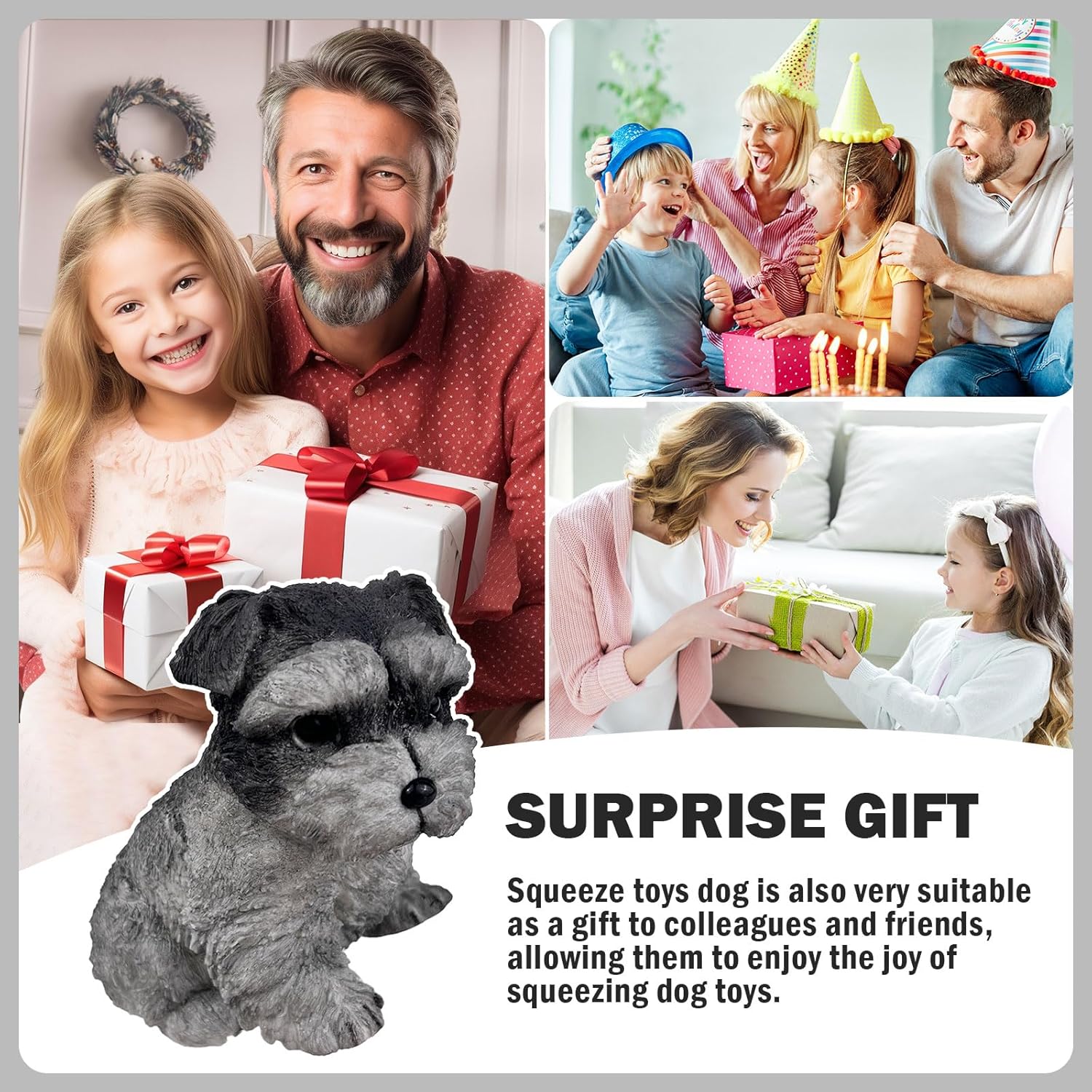 Hand Painted Dog Squishy Toys，Big Cute Ultra Soft Squeeze Fidget Toys for Stress Relief ,Kawaii Squishies Sticky Animal Toys for Adults Kids,Decompression Sensory Balls Toys for Autism (Schnauzer) - Image 5